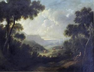 LAMBERT George 1700-1765,LANDSCAPE WITH A LADY SEATED BY A TREE, CATTLE BEY,Lawrences GB 2022-07-06