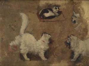 LAMBERT Louis Eugene 1825-1900,Etudes de chats,Daguerre FR 2011-05-27
