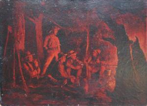 LAMBERT W 1900-1900,Diggers around a campfire in a woodland,1919,Moore Allen & Innocent 2010-10-22