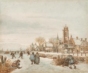 LAMBERTS Gerrit 1776-1850,Paysage d'hiver avec des patineurs sur la glace,Christie's GB 2022-05-18