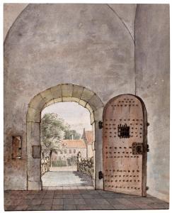 LAMBERTS Gerrit 1776-1850,View out the gate of the Castle of Heemstede,Sotheby's GB 2023-01-25