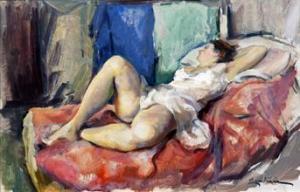 Lambiase Valter 1925-2004,Nudo disteso sul letto,Vincent Casa d'Aste IT 2020-12-14