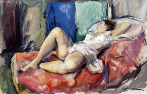 Lambiase Valter 1925-2004,Nudo disteso sul letto,Vincent Casa d'Aste IT 2022-12-14