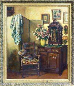 LAMBIOTTE SALKIN Maria 1872-1930,Intérieur au paravent,Cannes encheres, Appay-Debussy FR 2023-10-13