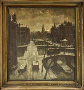 LAMBRECHTS EMILE 1886-1948,Bird's-eye View of Canals and Streets (Possibly Br,Skinner US 2017-07-21