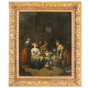 LAMBRECHTS Jan Baptist 1680-1731,Interno con coppia seduta ad un tavolo e alt,Wannenes Art Auctions 2024-02-06