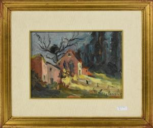 LAMBREXHE MARIE 1921-1998,Paysage avec Moissons,Rops BE 2019-10-06