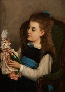 LAMBRICHS Edmond 1830-1887,Jeune femme et sa poupée,1875,Horta BE 2020-10-12