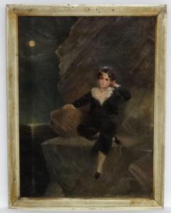 LAMBTON CHARLES WILLIAM,boy looking out to sea by moonlight,Dickins GB 2016-04-09