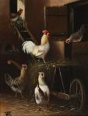 LAMMERS Wilhelmus Albertus 1857-1913,"Stalinterieur met kippen en eenhaan bij e,Hessink's Veilingen 2007-12-08