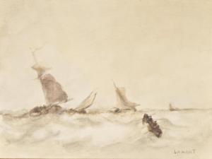 LAMONT Joseph 1900-1900,Voiliers naviguant par mer agitée,Ruellan FR 2020-02-29