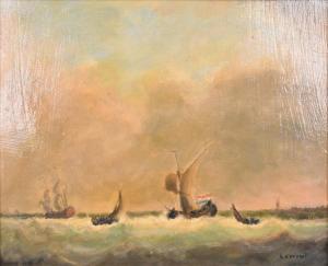 LAMONT Joseph 1900-1900,Voiliers naviguant sur une mer formée,Ruellan FR 2021-07-17