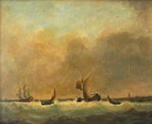 LAMONT Joseph 1900-1900,Voiliers naviguant sur une mer formée,Ruellan FR 2020-01-25