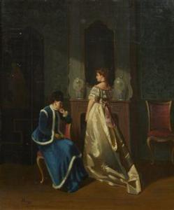 LAMPE Georg Alfeld 1858,Deux femmes dans un intérieur,1880,Mercier & Cie FR 2021-10-03