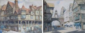 LAMPITT Ronald 1906-1988,Chester Rows and Eastgate and Eastgate Clock, Ches,Peter Wilson 2017-03-02