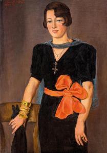 Lampl Mária W 1914,Lady with a red bow,1937,Nagyhazi galeria HU 2021-02-25