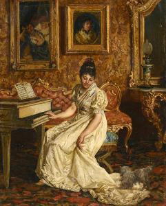 LANCEROTTO Egisto 1847-1916,Interno con dama al pianoforte,Meeting Art IT 2023-10-21