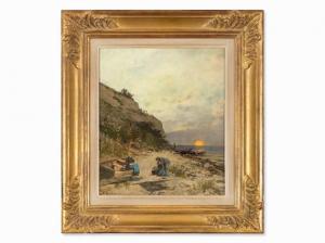 LANCKOW Ludwig 1870-1901,Coastal Scene at Moonrise,Auctionata DE 2015-05-18
