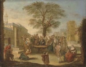 LANCRET Nicolas 1690-1743,A meeting in a town square,Christie's GB 2007-07-04