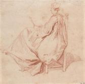 LANCRET Nicolas 1690-1743,A SEATED WOMAN WITH A FAN,Sotheby's GB 2012-01-25