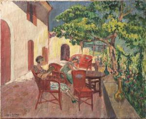 LANDA Julien 1947,Femmes sur la terrasse,Cannes encheres, Appay-Debussy FR 2017-12-16