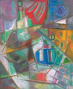 LANDBERG David 1912-1978,Abstraction cubiste,1951,Boisgirard & Associés FR 2012-04-04