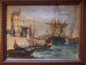 LANDELLE Georges 1860-1899,Dans le port de Venise,Tajan FR 2007-09-19