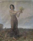 LANDENBERGER Christian Adam,Young girl with a bouquet of flowers as an allegor,1913,Nagel 2011-02-23