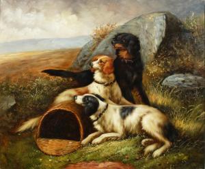 Lander B 1900-1900,Three Hunting Dogs in a Landscape,20th Century,John Nicholson GB 2020-08-21