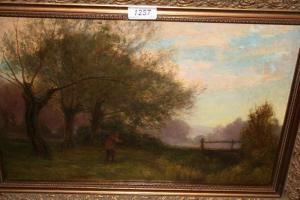 LANDER Henry Longley 1864-1887,farm worker in a landscape at the end of t,Lawrences of Bletchingley 2017-06-06