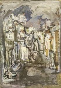 LANDER munia 1907-1971,landscape of an old city,Ishtar Arts IL 2017-12-11