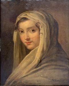 LANDON Charles Paul 1760-1826,Portrait de femme au voile,19th century,Marambat-Camper FR 2021-07-08