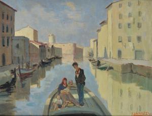 LANDOZZI Lando 1887-1959,Famiglia in barca,Galleria Pananti Casa d'Aste IT 2021-02-06