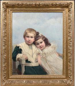 LANDRÉ Louise Amélie,Portrait de deux jeunes enfants assis dans un faut,1897,De Maigret 2020-12-04