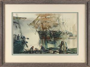 LANDRY Paul 1933-2018,Ships at dock,Eldred's US 2023-04-20