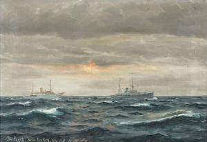 LANDT Frants 1885-1976,A seascape with The Royal Yacht Dannebrog,Bruun Rasmussen DK 2023-08-21