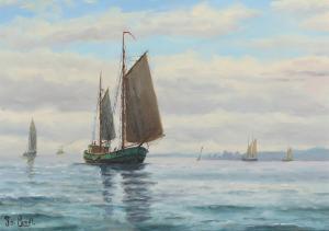 LANDT Frants 1885-1976,Seascape with sailling ships,Bruun Rasmussen DK 2023-11-06