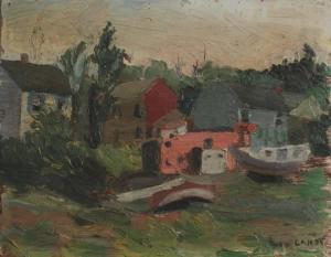 LANDT Theodore Lins 1885,IMPRESSIONIST SCENE WITH HOUSE AND BOATS,Sloans & Kenyon US 2005-06-18