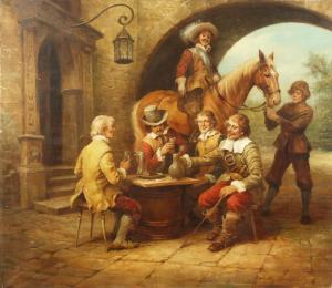 LANDWEHR Curt A 1920-1988,A scene of gentlemen drinking outside a tavern,John Nicholson 2020-12-07