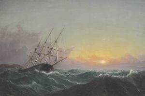 LANE Fitz Hugh,A Storm, Breaking Away, Vessel Slipping Her Cable,1858,Christie's 2014-05-22