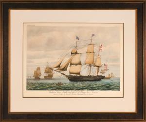 LANE Fitz Hugh 1804-1865,Clipper Ship Southern Cross in Boston Harbor,Eldred's US 2019-01-18