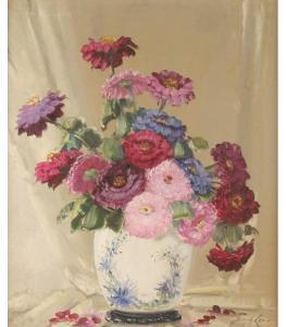LANE Joseph 1900,Floral still life with zinnias,Ripley Auctions US 2009-03-22