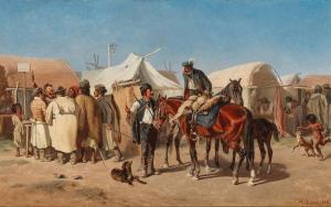 LANG Heinrich 1838-1891,A Hungarian Market Scene,1869,Palais Dorotheum AT 2020-05-13