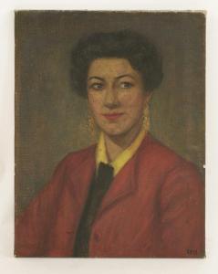 LANGDON EDIS Mary 1881-1976,PORTRAIT OF A WOMAN, HALF LENGTH, IN A RED JACKET,Sworders GB 2017-11-13