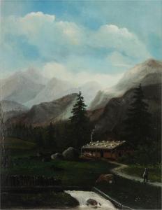 LANGE Edward 1846-1912,Cabin Scene in the Mountains,Brunk Auctions US 2012-09-15