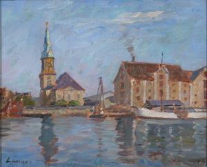 LANGE Frederik 1870-1941,A Quayside Church,1932,Mellors & Kirk GB 2022-06-15