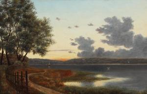 LANGE Frederik 1870-1941,Evening landscape with a lake,1907,Bruun Rasmussen DK 2023-03-06