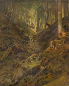 LANGE Julius 1817-1878,A stream in a forest,1848,Galerie Koller CH 2022-04-01