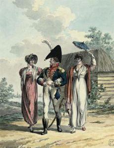 LANGENDYK Jan Anthonie,A soldier accompanying two elegant ladies on a wal,1809,Christie's 2010-11-10