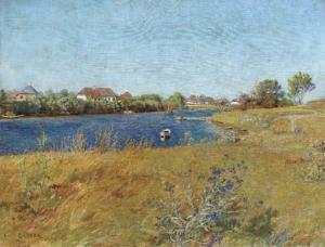 LANGER Olaf Viggo Peter 1860-1942,A summer river landscape,Christie's GB 2004-11-25